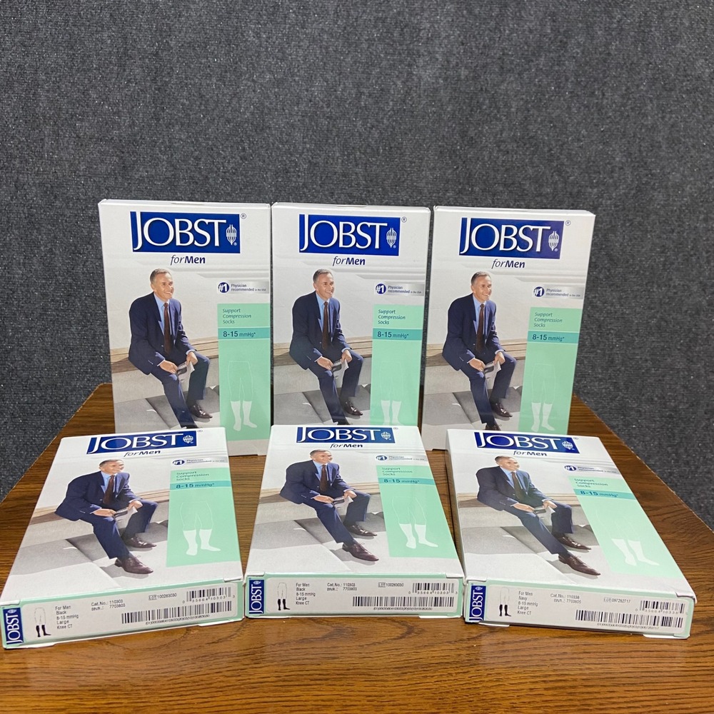 Jobst for Men Support Compression Socks 8-15 mmHg Large 6 Lot Black White Navy
